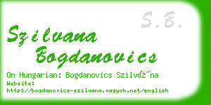 szilvana bogdanovics business card